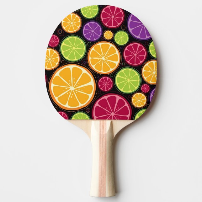 Orange pattern and background ping pong paddle (Front)