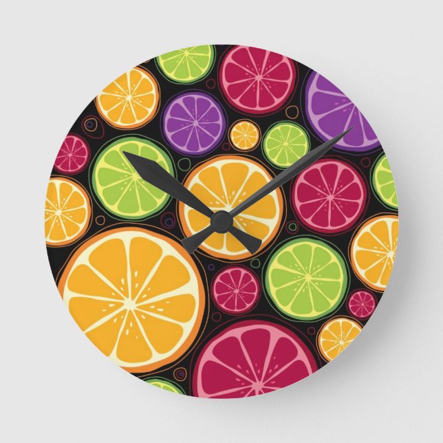 Orange pattern and background round clock (Front)