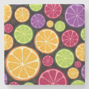 Orange pattern and background stone coaster