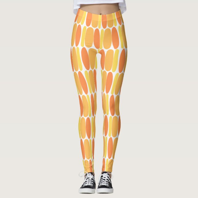 Orange Pattern Colourful Shapes Leggings (Front)