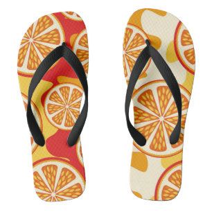 Orange pattern flip flops