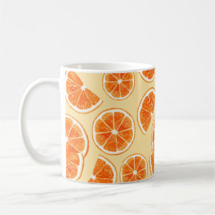 orange pattern fruit, diet food watercolor illustr coffee mug