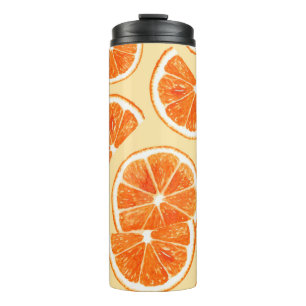orange pattern fruit, diet food watercolor illustr thermal tumbler