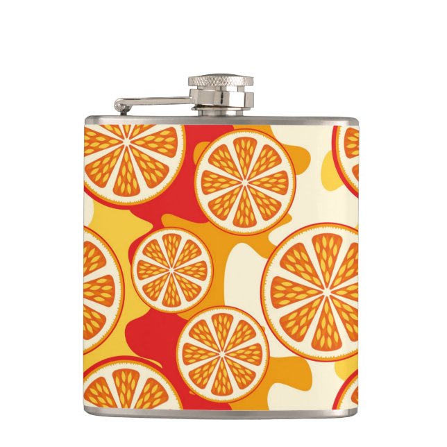 Orange pattern hip flask (Front)