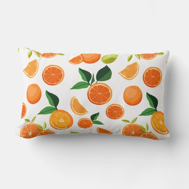 Orange pattern lunbar pillow (Front)