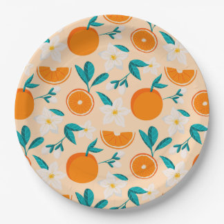 Orange Pattern napkin | Fresh Citrus Design Paper Plate