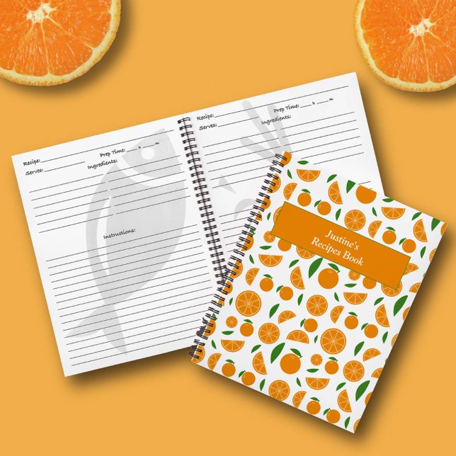 Orange Pattern Recipe Notebook (Orange Pattern Recipes Notebook)