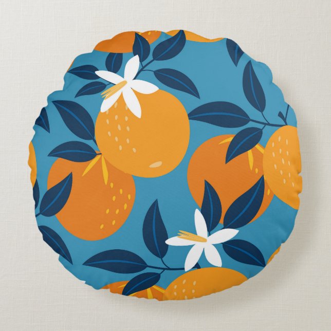 Orange pattern: vintage seamless texture round pillow (Front)