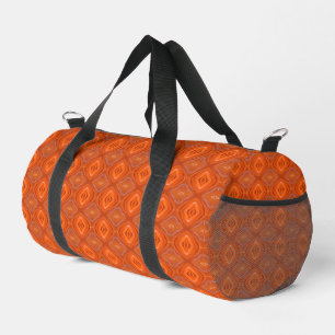 Orange Patterned Flamingo Feather Duffle Bag
