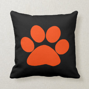 Orange Paw Print Pillow