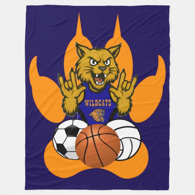 Orange Paws Wildcats Love Sports Fleece Blanket (Front)