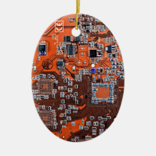 Orange PCB Circuit Board Design for IT Pros Ceramic Ornament