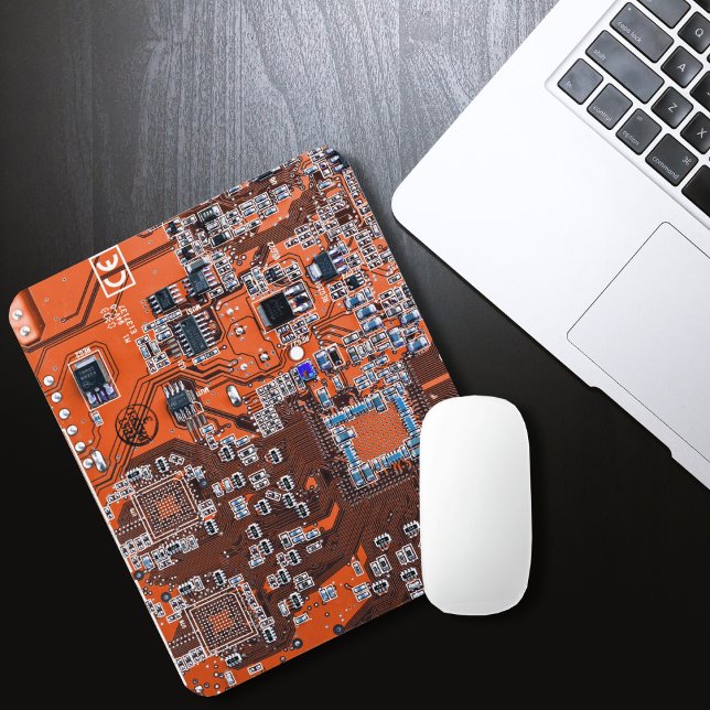 Orange PCB Circuit Board Design for IT Pros Mouse Pad (Creator Uploaded)