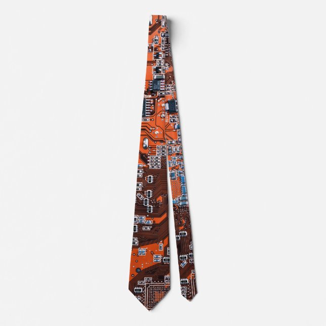 Orange PCB Circuit Board Design for IT Pros Tie (Front)