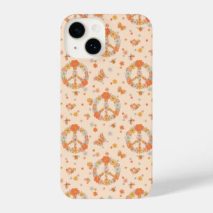 Orange Peace Floral Pattern iPhone 14 Case