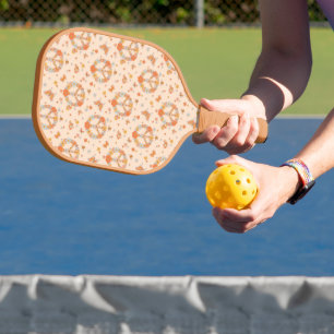 Orange Peace Floral Pattern Pickleball Paddle