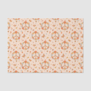 Orange Peace Floral Pattern Tissue Paper