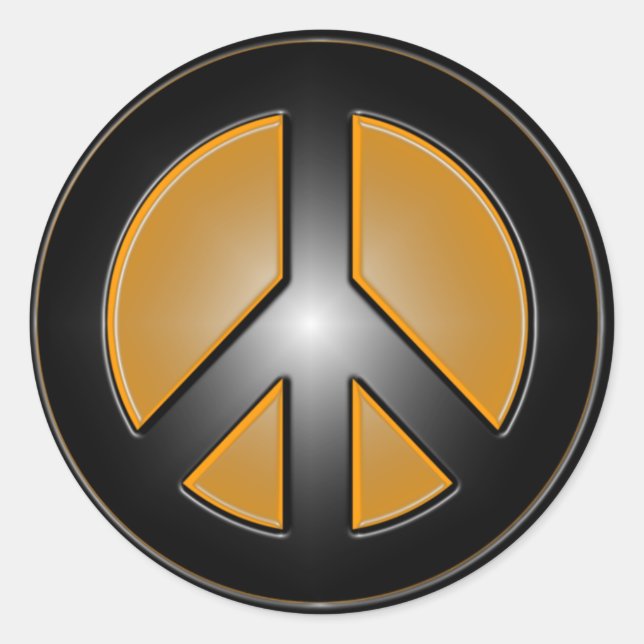 Orange Peace sign Classic Round Sticker (Front)