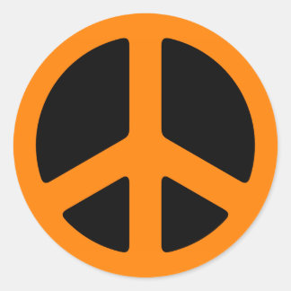 Orange Peace Sign Classic Round Sticker