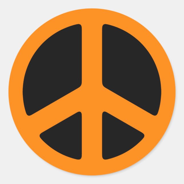 Orange Peace Sign Classic Round Sticker (Front)