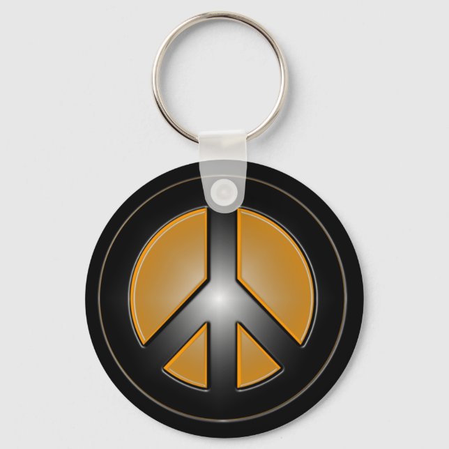 orange peace sign keychain (Front)