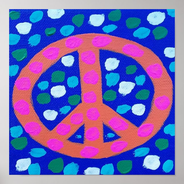 Orange Peace Sign on Blue (Front)