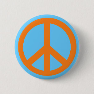 Orange Peace Sign Products 2 Inch Round Button