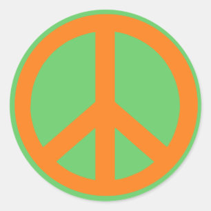 Orange Peace Sign Products Classic Round Sticker