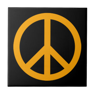 Orange Peace Symbol Tile
