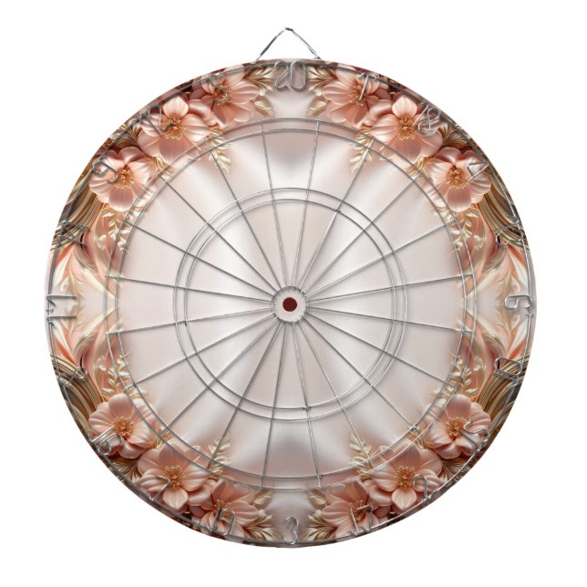 Orange Peach Floral Dartboard (Front)