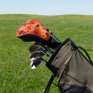 Orange Peach Flowers Monogrammed Floral Golf Head Cover