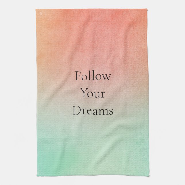 Orange Peach Mint  Kitchen Towel (Vertical)