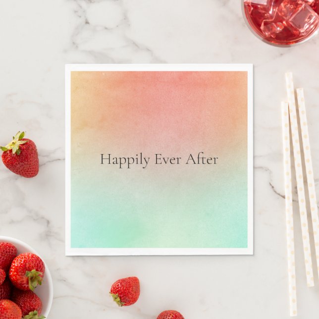 Orange Peach Mint Wedding Napkin (Insitu)