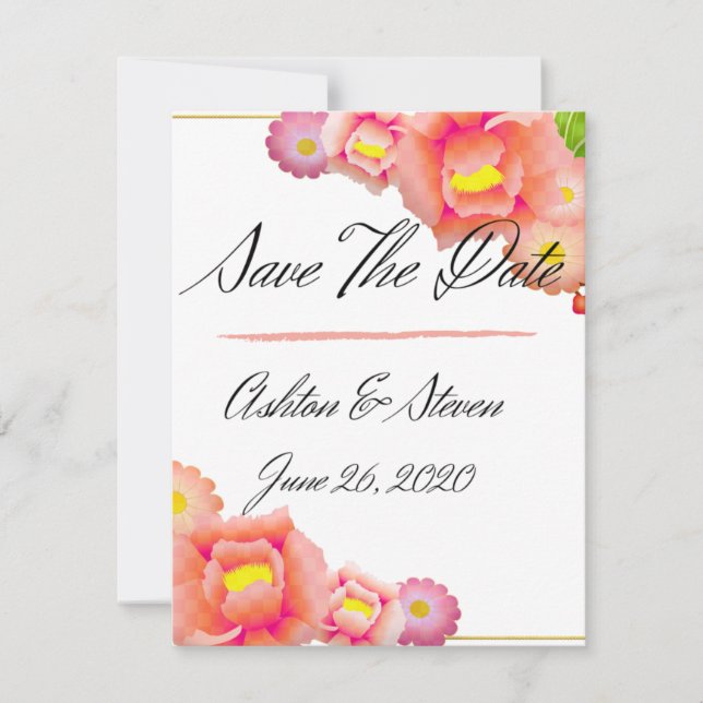 Orange & Peach Wedding Save The Date (Front)