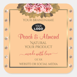Orange Pêche Produit Étiquettes Roses roses roses 