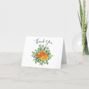 Orange Peony & Rose Floral Thank You Cards