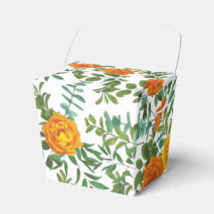 Orange Peony & Rose Floral Wedding Favor Box