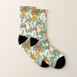 Orange Peony & Rose Floral Wedding Socks<br><div class="desc">Beautiful Orange peony & rose floral wedding invitations with abundant greenery.  Perfect for a floral theme or traditional white wedding in the Spring or Summer.  Customize the colour and text to make this wedding invite your own!</div>