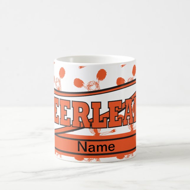 Orange Personalize Cheerleader Girl Silhoutte Coffee Mug (Center)