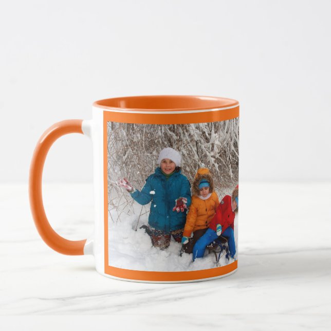 Orange Personalize Photo Template Gift Coffee Mug (Left)