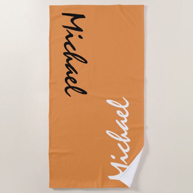 Orange Personalized Beach Towel (Front)
