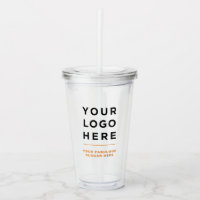 Orange Personalized Clear Tumbler with Straw
