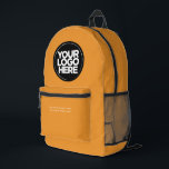 Orange | Personalized Corporate Logo and Text Printed Backpack<br><div class="desc">Classic Boho orange | Personalized Corporate Logo and Text Modern Business Printed Backpack</div>