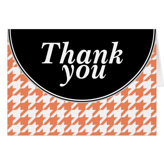 Orange Personalized Houndstooth Thank You cards (Front Horizontal)