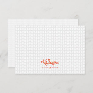 Orange Personalized Knit Stitch Note Card