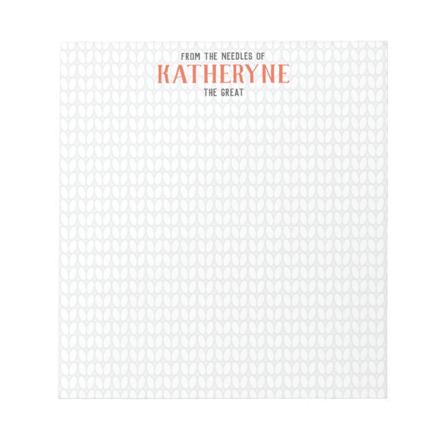 Orange Personalized Knit Stitch Notepad (Front)