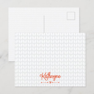 Orange Personalized Knit Stitch Postcard