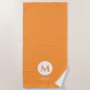 Orange Personalized Monogram Beach Towel