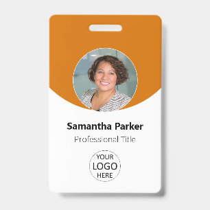 Orange Personalized Photo, Logo, Barcode Employee Badge