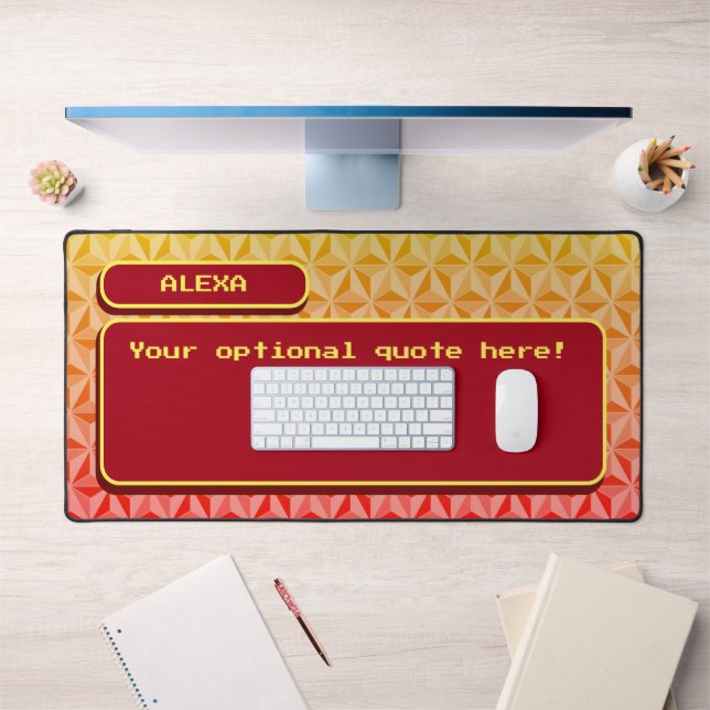 Orange Personalized Retro Gaming Pixel Art Desk Mat (Office 1)